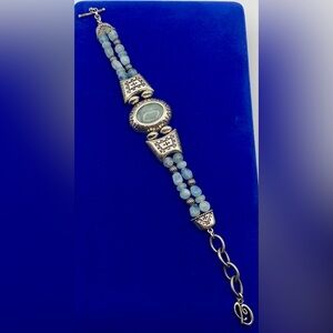 Carolyn Pollack Relios Sterling Silver Aquamarine Green Quartz Bead Bracelet